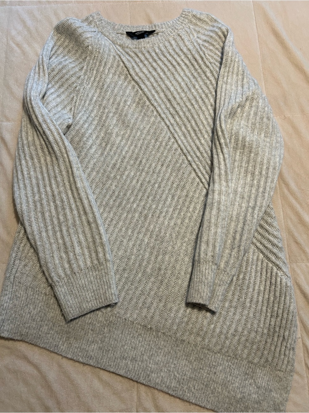 Simply Vera Vera Wang Light Gray Ribbed Crewneck Sweater
